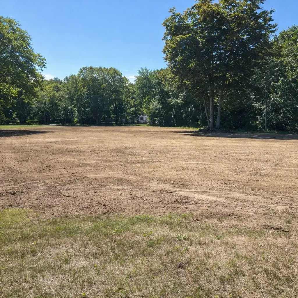 After yard expansion: larger usable backyard in New London County, CT